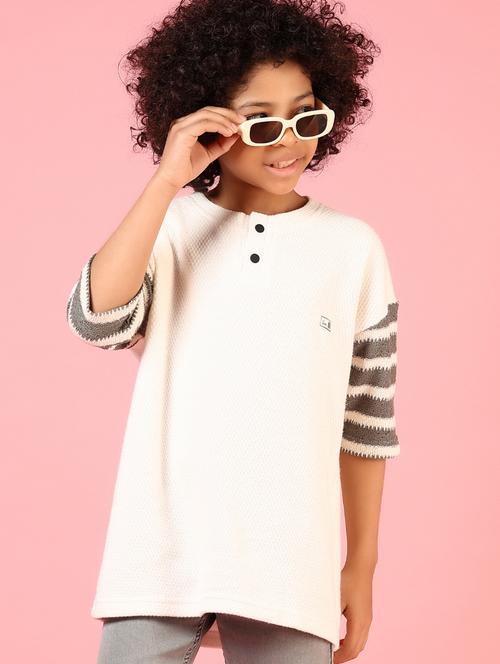 boys white striped round neck t-shirt - 21709668 - Very Small Image - 1