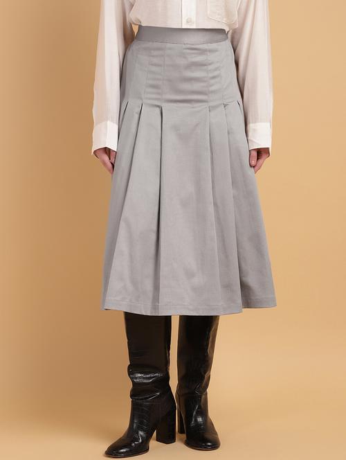 Women Solid High Rise Pleated Skirt - 21709677 - Very Small Image - 1