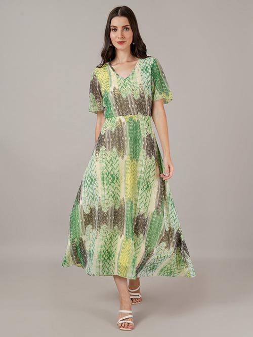 women printed short sleeves a-line dress - 21709708 - Very Small Image - 1