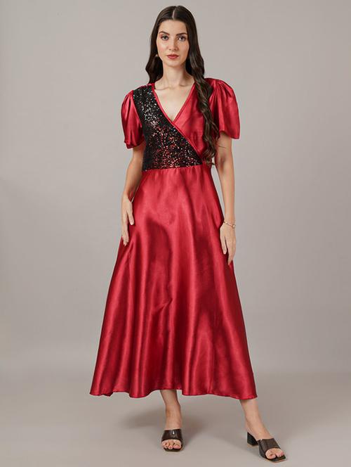 women sequined puff sleeves a-line dress - 21709711 - Very Small Image - 1