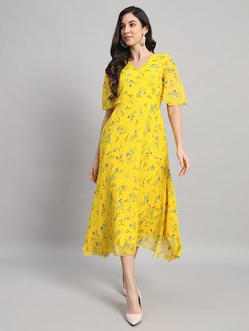 women floral print bell sleeves fit & flare dress - 21709714 - Very Small Image - 1