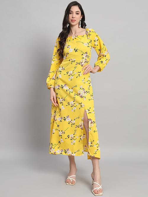 women floral print puff sleeves a-line dress - 21709715 - Very Small Image - 1