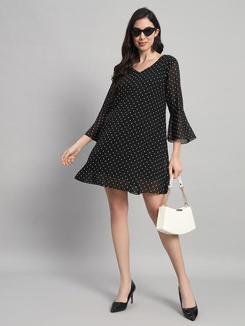 women polka doted bell sleeves a-line dress - 21709717 - Very Small Image - 1