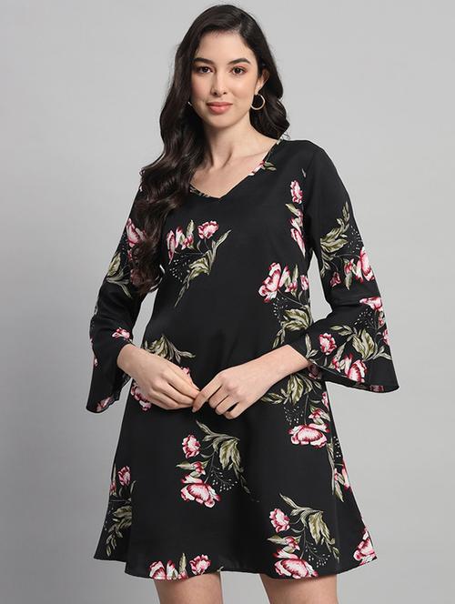 women floral print bell sleeves a-line dress - 21709721 - Very Small Image - 1