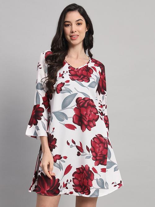 women floral print bell sleeves a-line dress - 21709722 - Very Small Image - 1