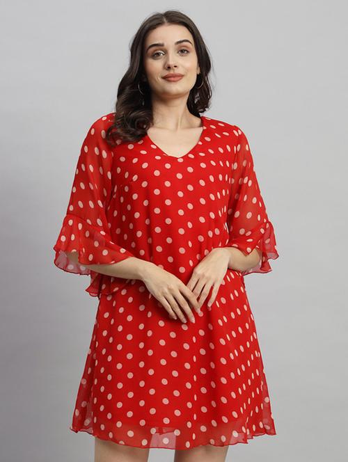 women polka doted bell sleeves a-line dress - 21709729 - Very Small Image - 1