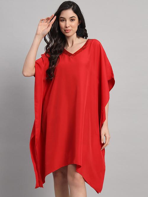 women solid relaxed fit kaftan dress - 21709750 - Very Small Image - 1