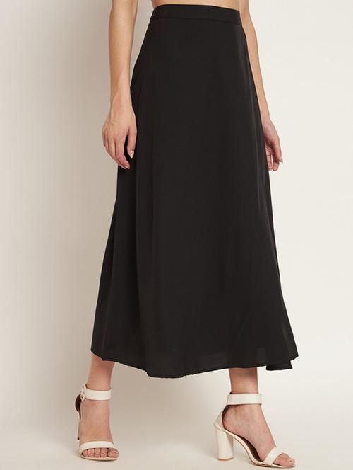 women solid high rise flared high slit skirt - 21709769 - Very Small Image - 1