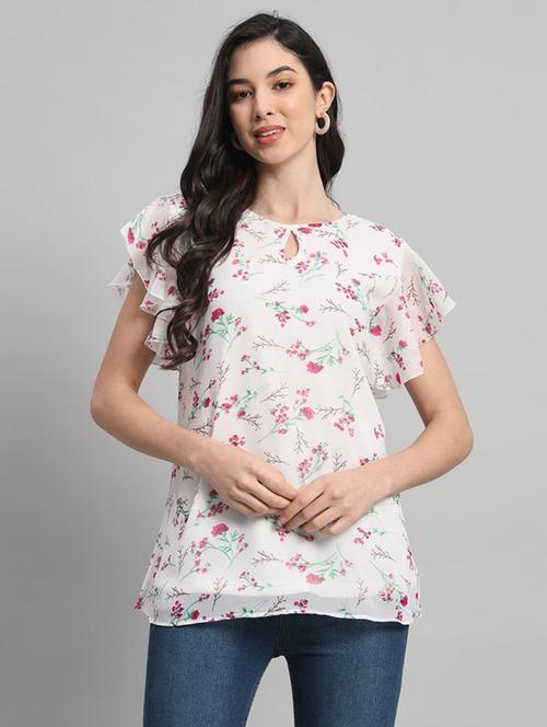women floral print bell sleeves regular top - 21709771 - Very Small Image - 1