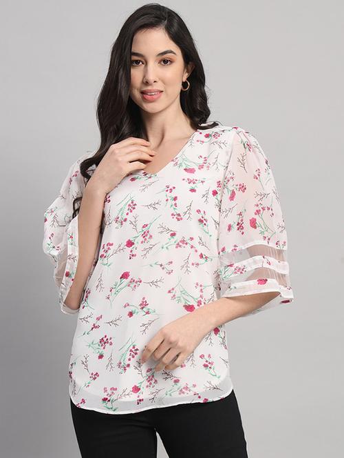 women floral print puff sleeves regular top - 21709772 - Very Small Image - 1