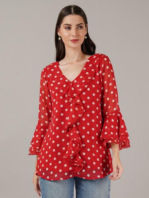 women polka doted bell sleeves regular top - 21709774 - Very Small Image - 1