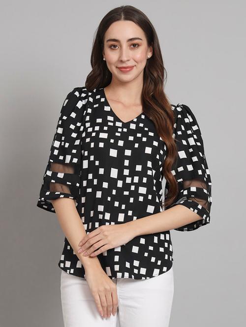women printed puff sleeves regular top - 21709778 - Very Small Image - 1