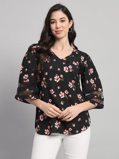 women floral print puff sleeves regular top - 21709781 - Very Small Image - 1