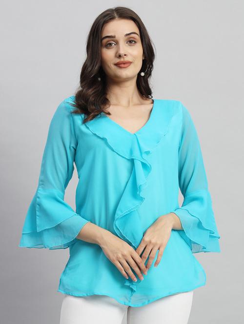 women solid bell sleeves regular top - 21709787 - Very Small Image - 1