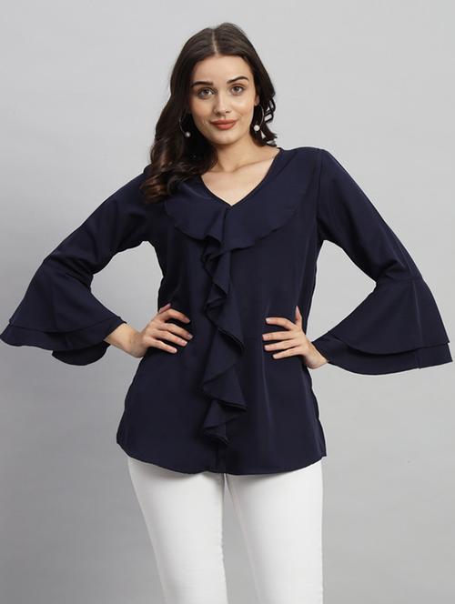 women solid bell sleeves regular top - 21709789 - Very Small Image - 1
