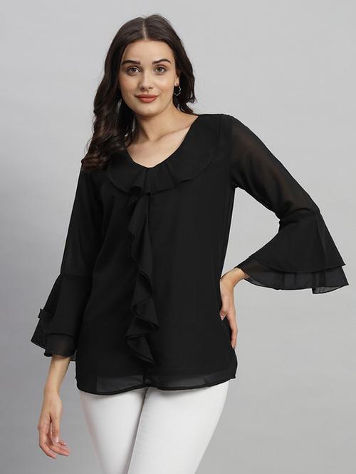 women solid bell sleeves regular top - 21709794 - Very Small Image - 1