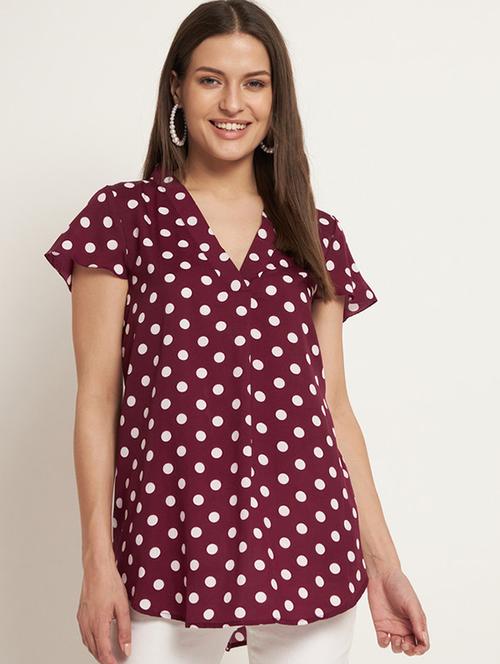 women polka doted short sleeves regular top - 21709800 - Very Small Image - 1
