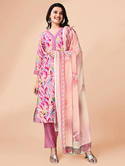 women three quarter sleeve kurta pant with dupatta set - 21710272 - Very Small Image - 1