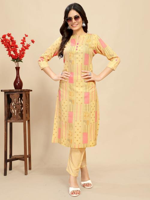 women printed three quarter sleeve straight kurta - 21710278 - Very Small Image - 1