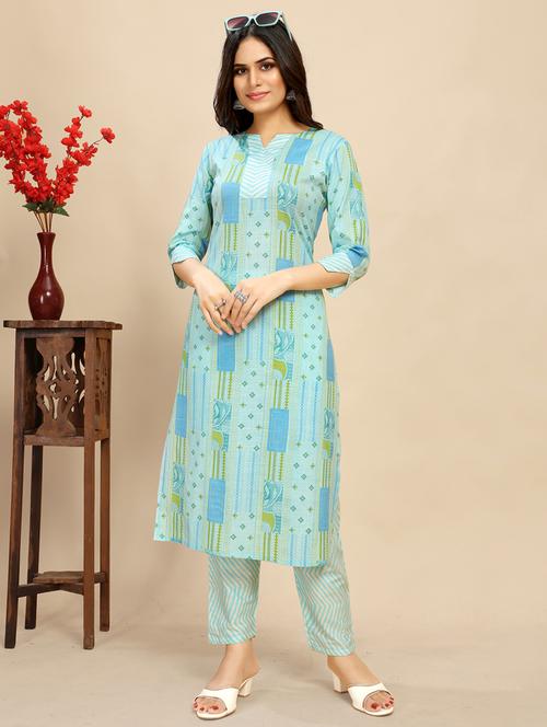 women printed three quarter sleeve straight kurta - 21710281 - Very Small Image - 1