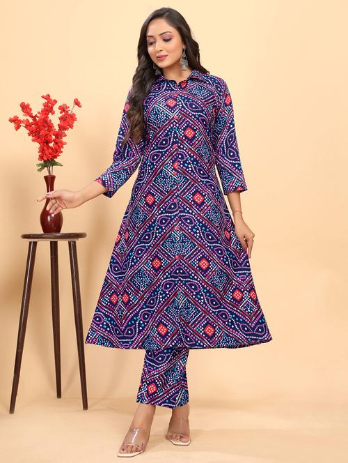 women bandhani printed three quarter sleeve a-line kurta - 21710282 - Very Small Image - 1
