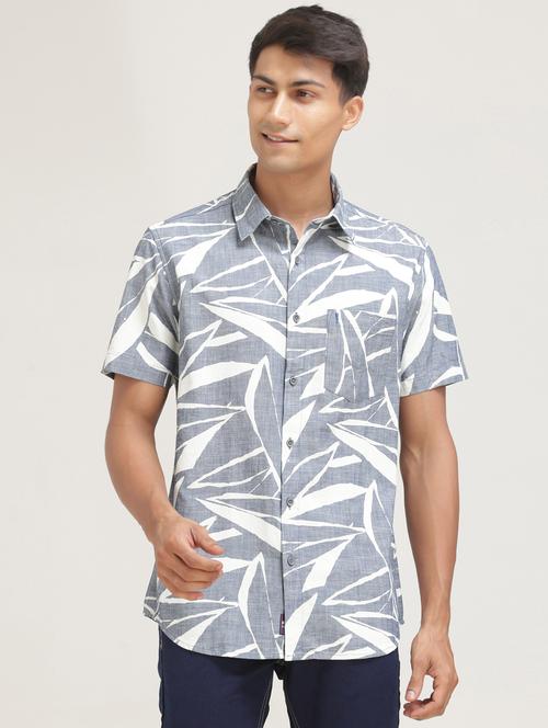men printed short sleeve casual shirt - 21710326 - Very Small Image - 1