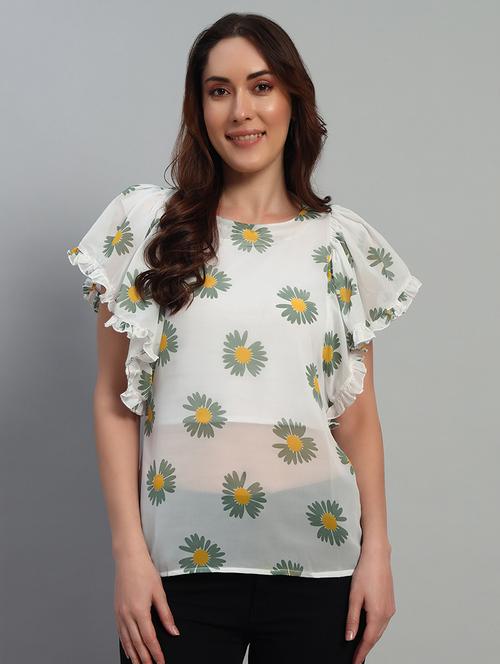 women floral print ruffled sleeves top - 21710520 - Very Small Image - 1