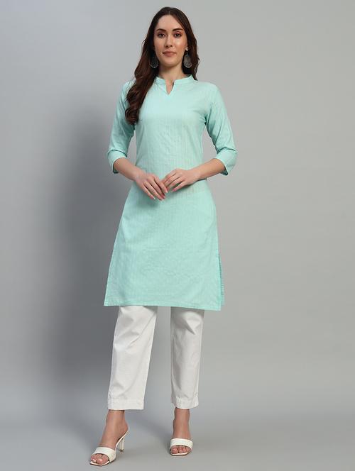 women self design three quarter sleeve straight kurta - 21710525 - Very Small Image - 1