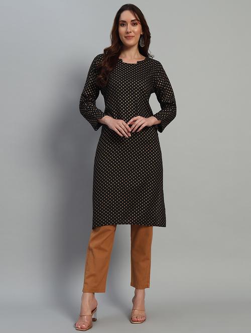 women printed long sleeve straight kurta - 21710527 - Very Small Image - 1