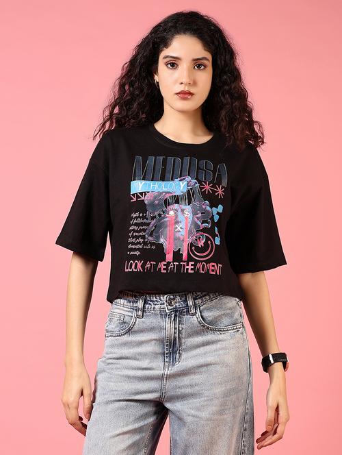 women printed drop shoulder boxy t-shirt - 21710633 - Very Small Image - 1