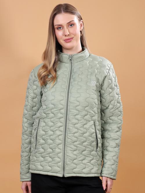 women long sleeves solid quilted jacket - 21710989 - Very Small Image - 1