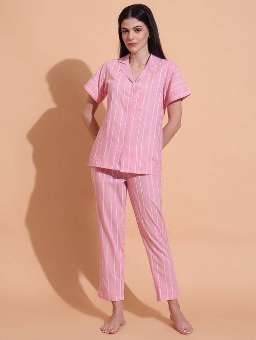 women striped nightwear pyjama set  - 21711027 - Very Small Image - 1