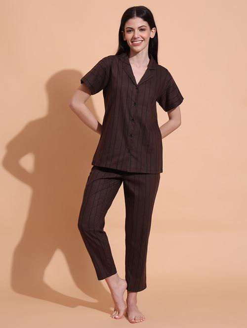 women striped nightwear pyjama set  - 21711029 - Very Small Image - 1