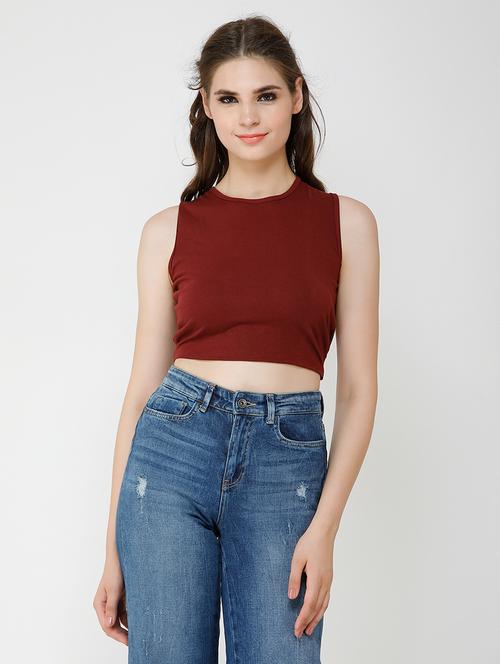 maroon cotton regular top - 21711123 - Very Small Image - 1