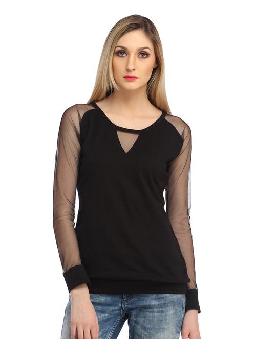 women solid long sleeves regular top - 21711287 - Very Small Image - 1