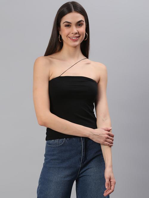 women solid crop tube top - 21711444 - Very Small Image - 1