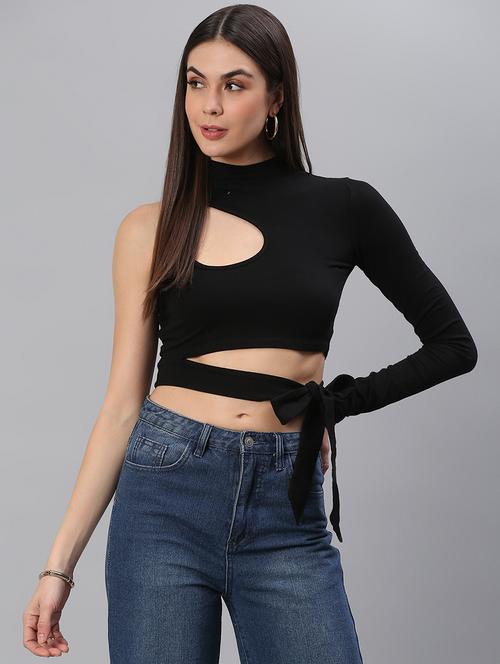 women solid designer crop top - 21711645 - Very Small Image - 1