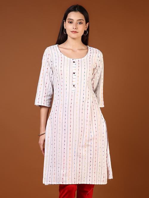 women three quarter sleeve straight kurta - 21711680 - Very Small Image - 1