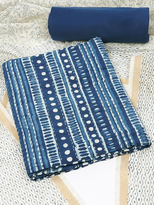 women blue printed unstitched suit - 21711793 - Very Small Image - 1