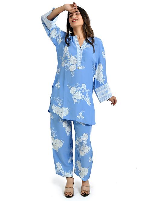 women floral printed notch neck co-ords set - 21711979 - Very Small Image - 1