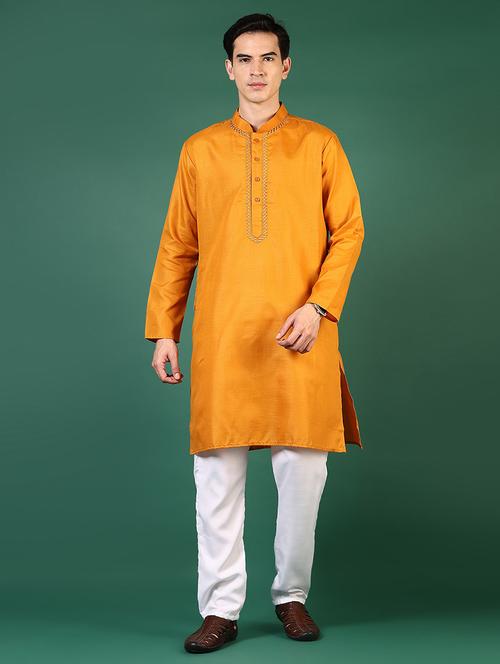 men mandarin neck kurta pyjama ethnic wear set - 21712026 - Very Small Image - 1
