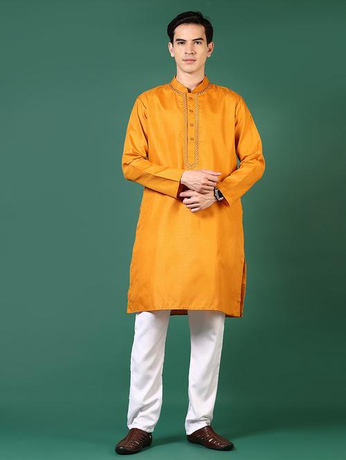 men mandarin neck kurta pyjama ethnic wear set - 21712029 - Very Small Image - 1