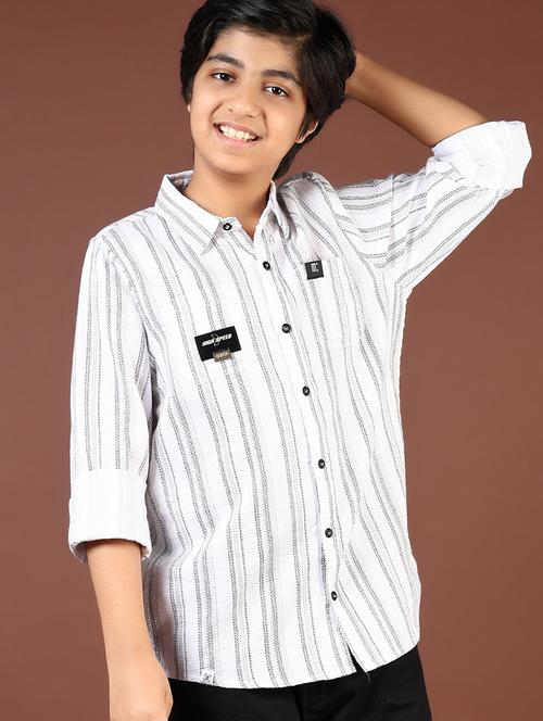 boys striped collared casual shirt - 21712039 - Very Small Image - 1
