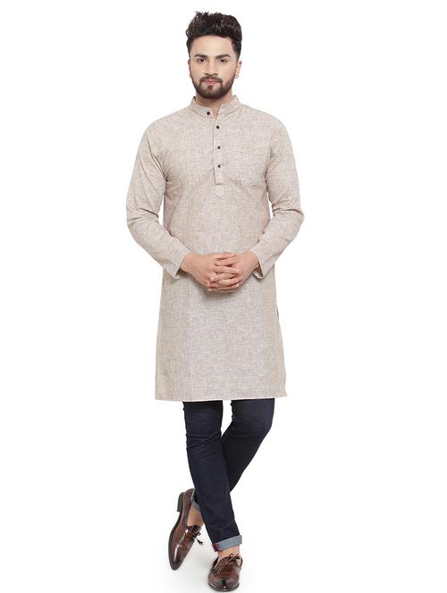 men mandarin neck solid long kurta - 21712084 - Very Small Image - 1