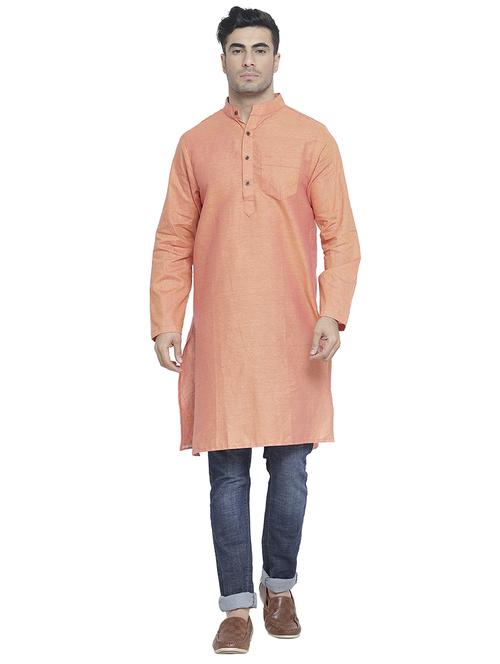 men mandarin neck solid long kurta - 21712112 - Very Small Image - 1
