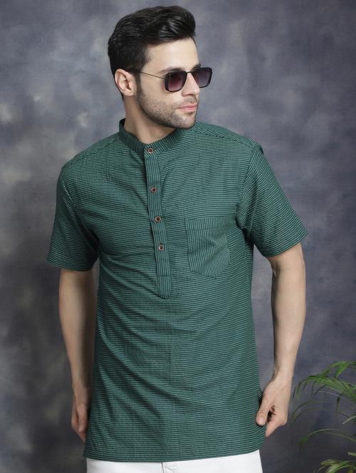 men mandarin neck striped short kurta - 21712151 - Very Small Image - 1