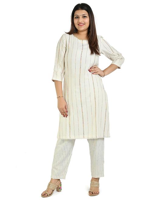 women self design round neck kurta pant set - 21712235 - Very Small Image - 1