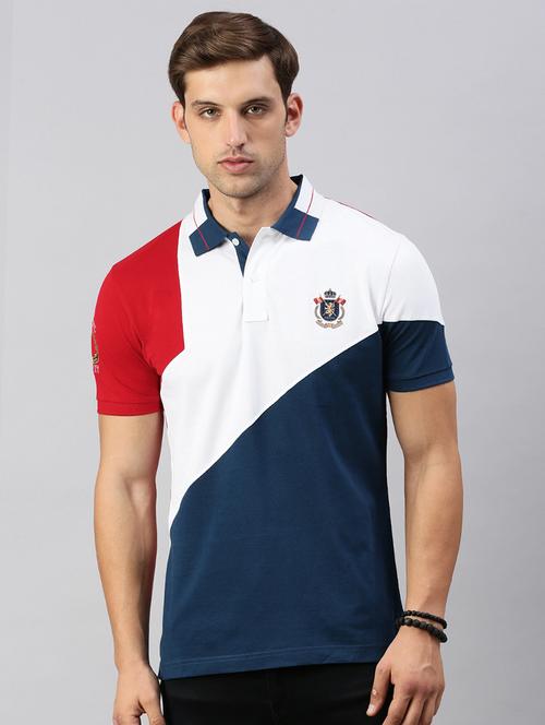 men color blocked short sleeves polo t-shirt - 21712294 - Very Small Image - 1