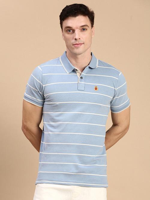 men striped short sleeves polo t-shirt - 21712321 - Very Small Image - 1