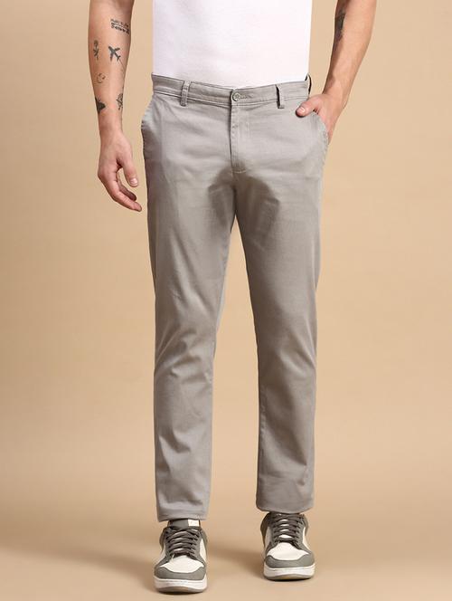 men solid mid rise chinos  - 21712342 - Very Small Image - 1